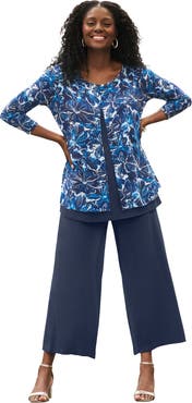 Jessica London Crew Neck Double Layered Tunic