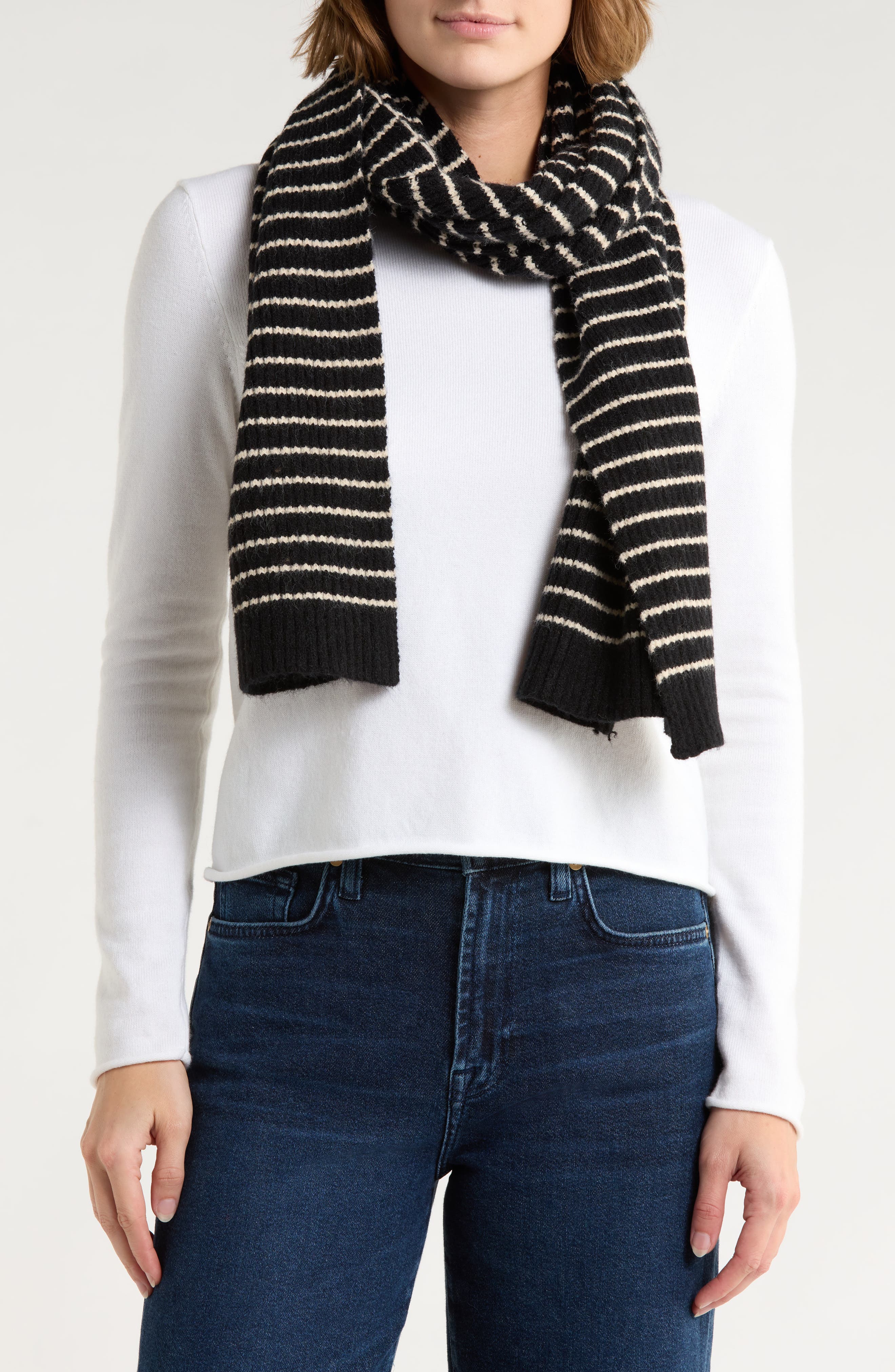 Tasha Ribbed Knit Stripe Scarf