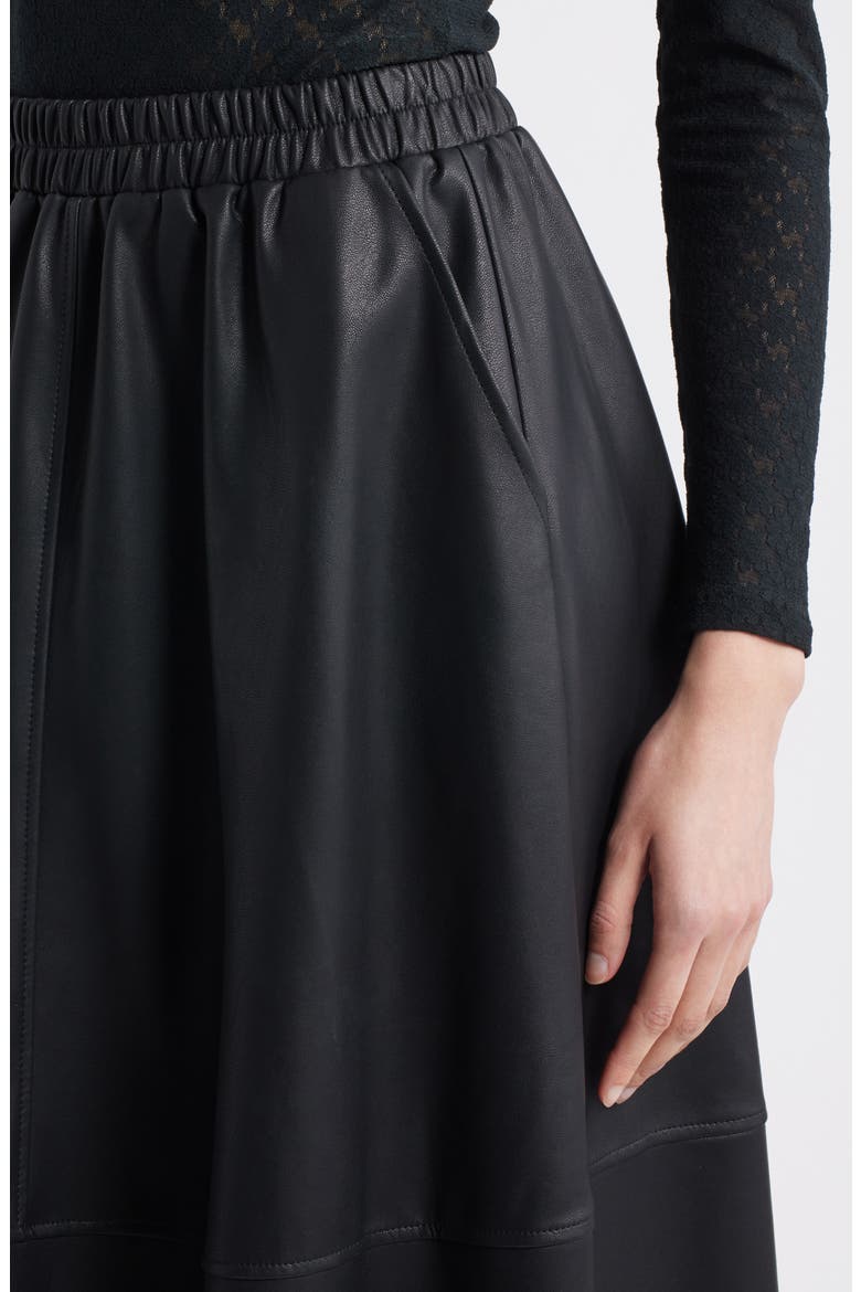 Agnes Faux Leather A-Line Skirt, Alternate, color, BLACK