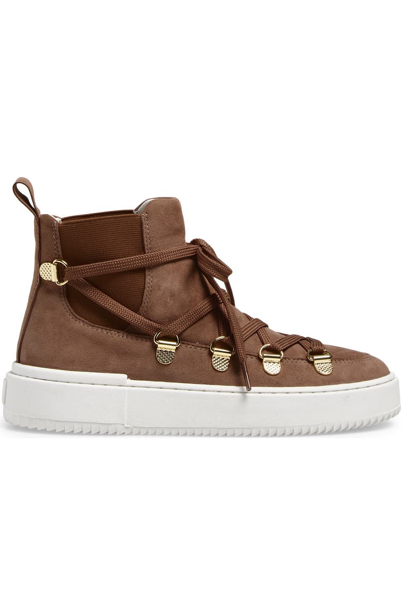 Stuart Weitzman Ziggy High Top Sneaker, Alternate, color, Taupe