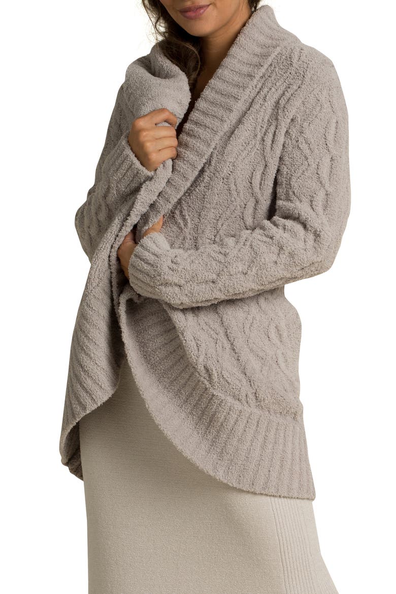 CozyChic™ Cable Knit Shawl Collar Cardigan, Main, color, LINEN