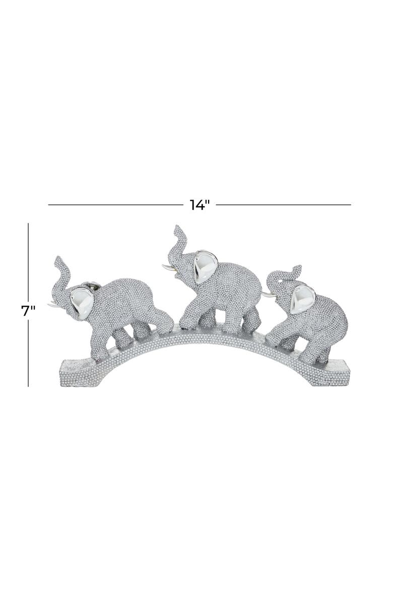 Silver Polystone Glam Elephant Sculpture, Alternate, color, SILVER