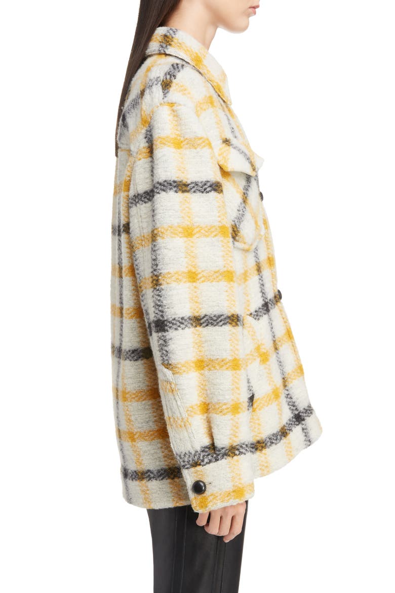 Gast Check Wool Blend Jacket, Alternate, color, ECRU/ YELLOW