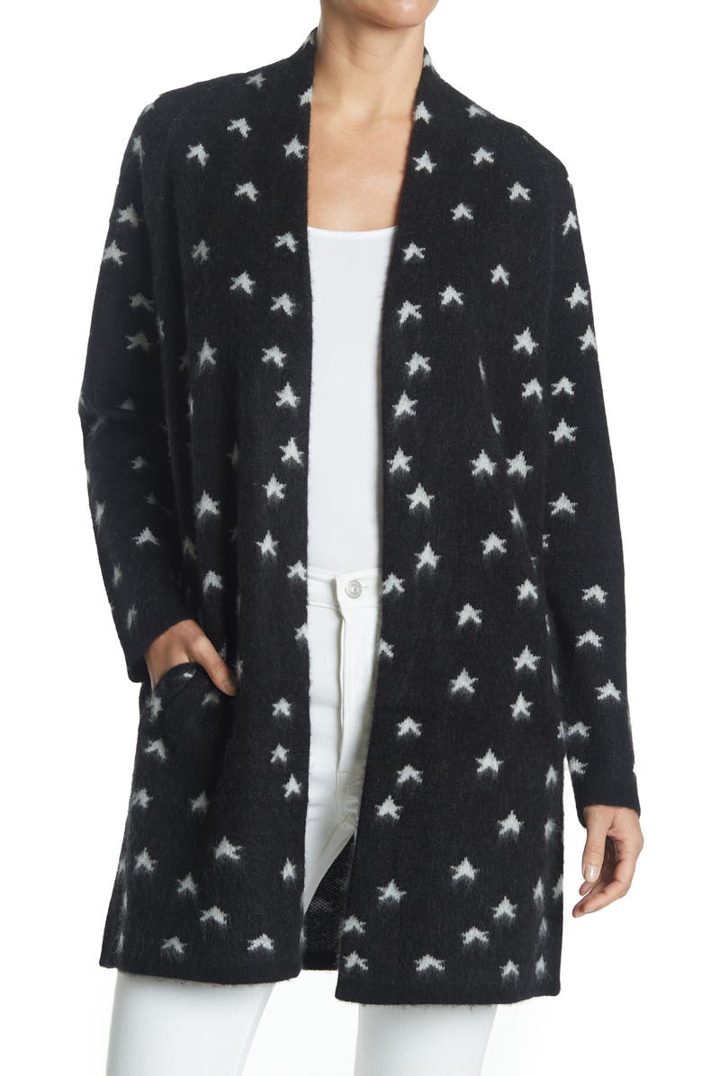 360 CASHMERE Allyson Star Print Open Cashmere Cardigan, Main, color,