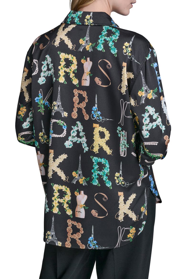 Print Oversize Button-Up Shirt, Alternate, color, BLACK/ PANNA COTTA MULTI