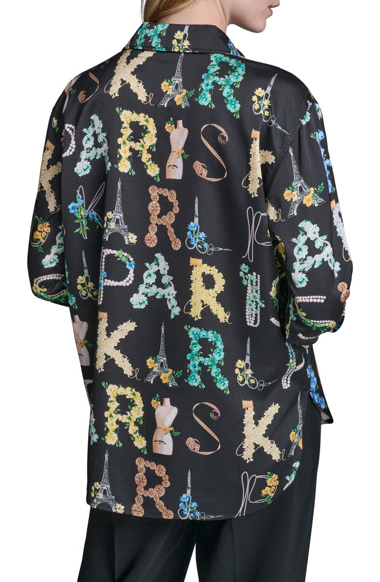 KARL LAGERFELD PARIS Print Oversize Button-Up Shirt, Alternate, color,