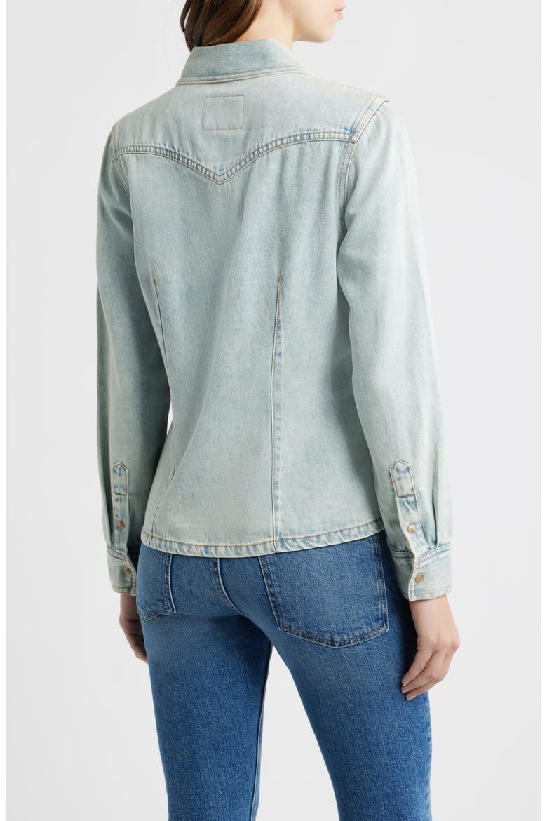 Taina Denim Snap-Up Western Shirt, Alternate, color, BLEACHED INDIGO