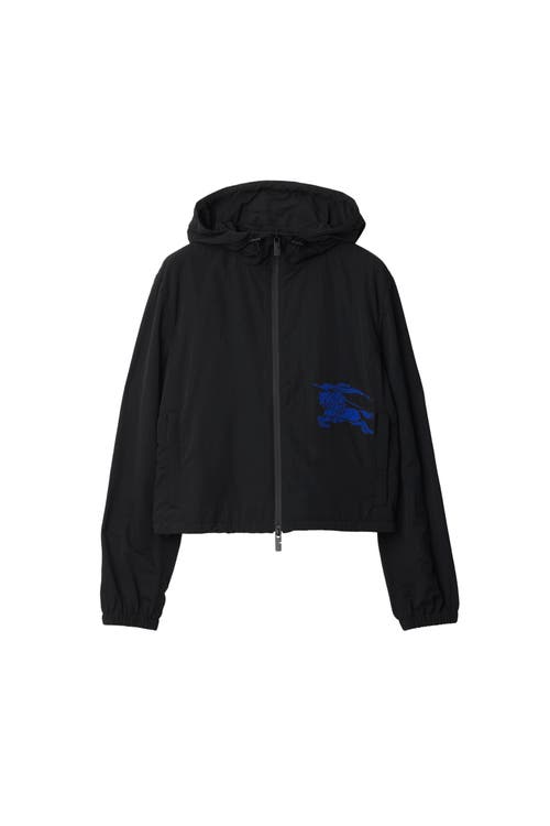 Burberry Cropped Nylon Hooded Jacket In Black