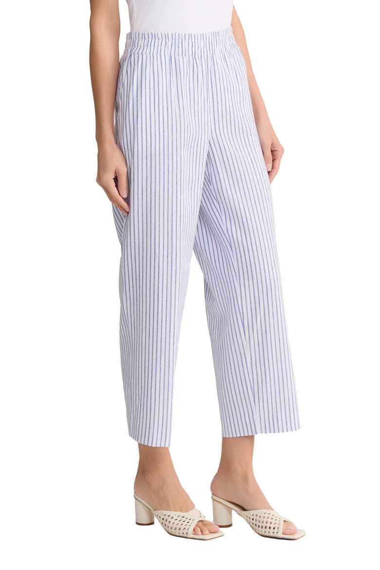 Stripe Pull-On Wide Leg Pants, Alternate, color, NATURAL WHITE/ LIGHT SAPPHIRE