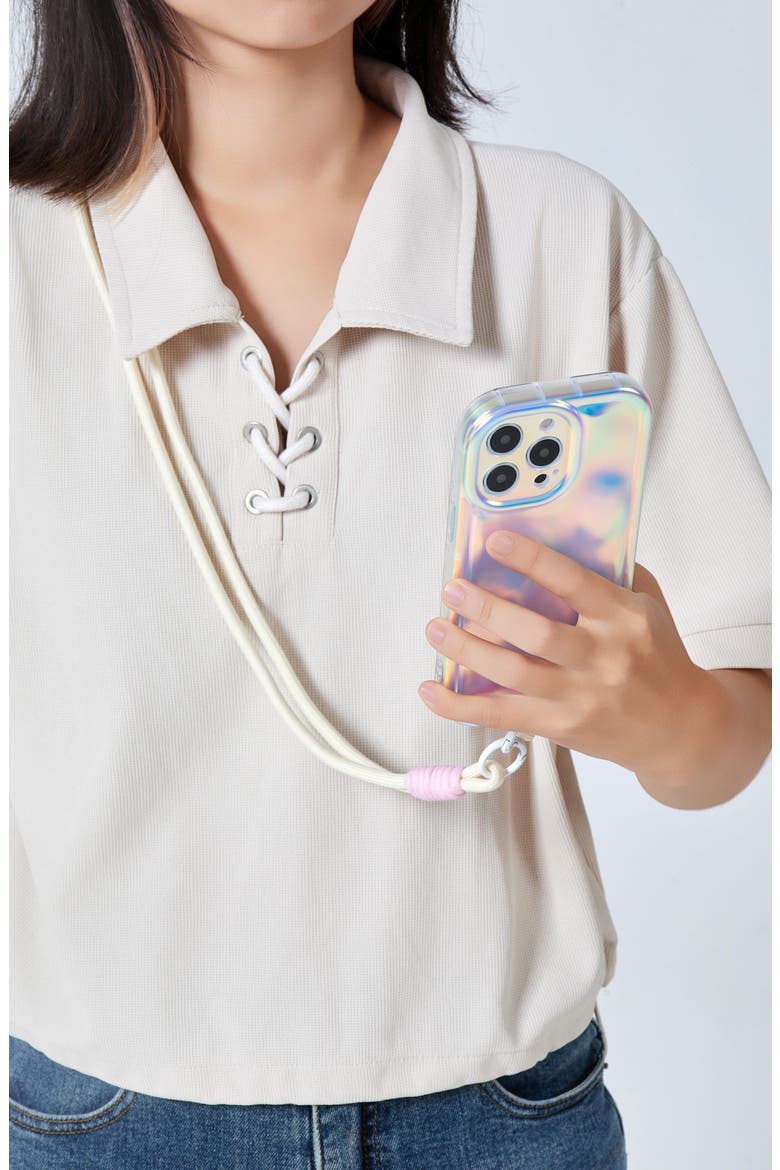 Macaron Crossbody Phone Lanyard, Alternate, color, WHITE/ PINK
