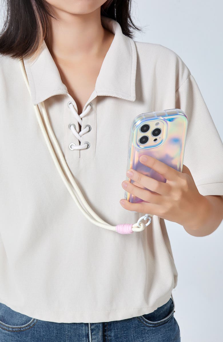 Auramma Macaron Crossbody Phone Lanyard, Alternate, color, White/ Pink