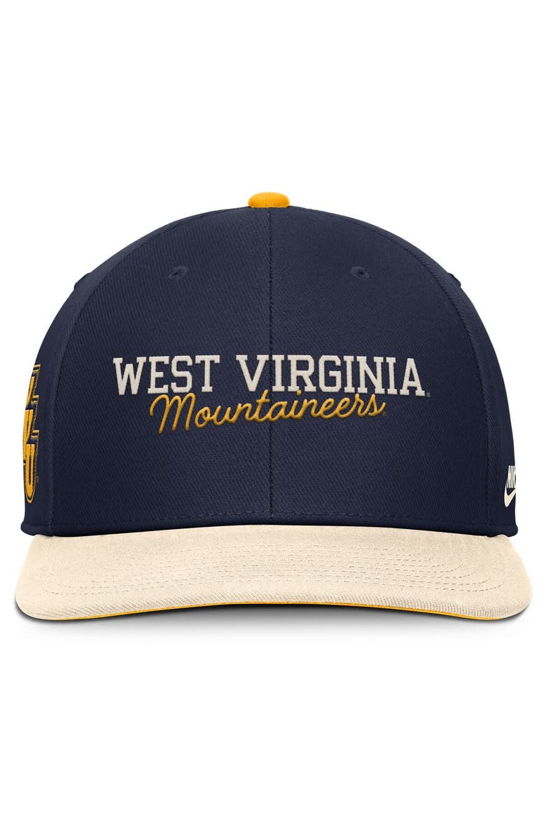 Nike Men's Nike Navy/Cream West Virginia Mountaineers Pro Legacy Script Snapback Hat, Alternate, color, Navy