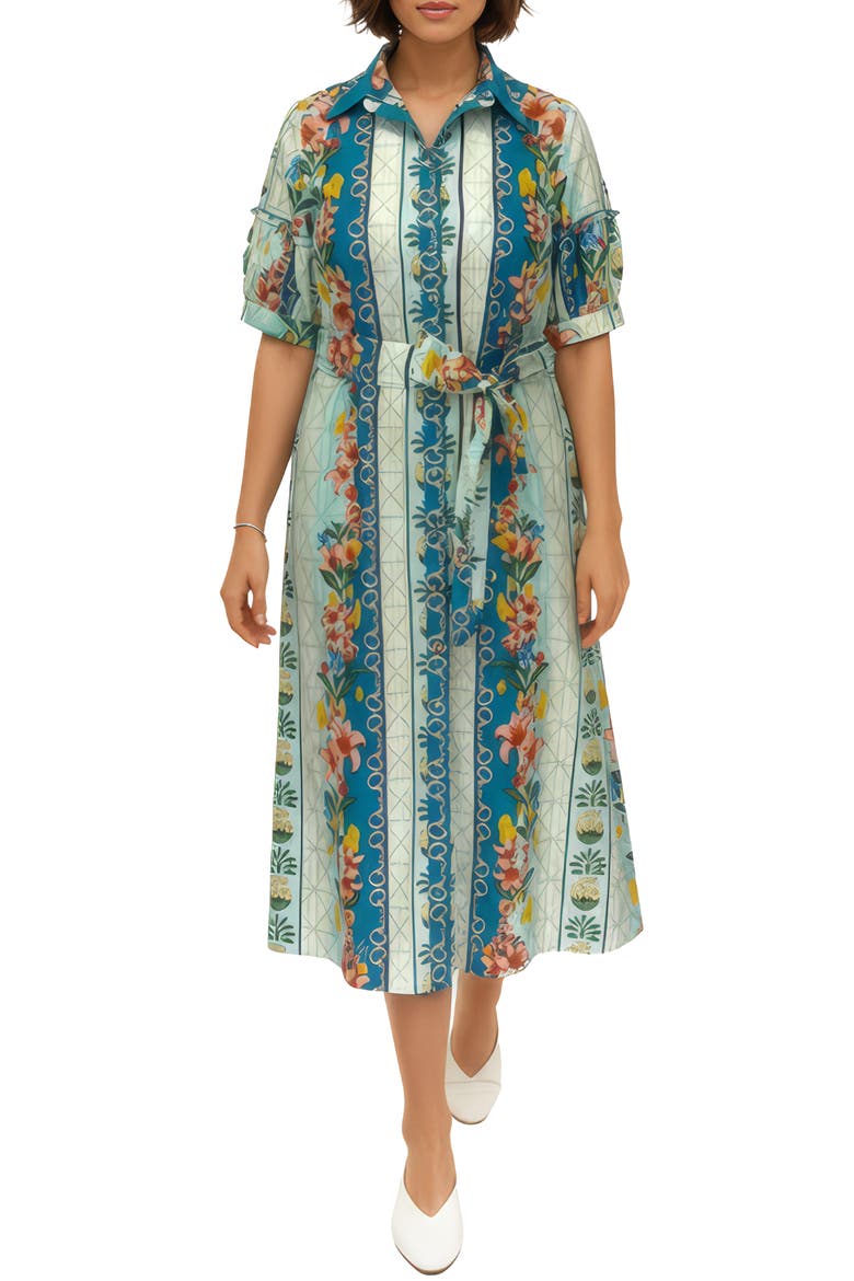 Sabine Short Sleeve Shirtdress, Main, color, GREEN MULTI