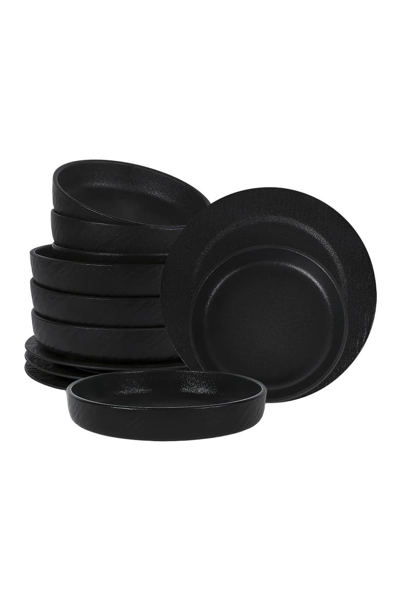 Senso New Bone China 12-Piece Dinnerware Set, Main, color, Black