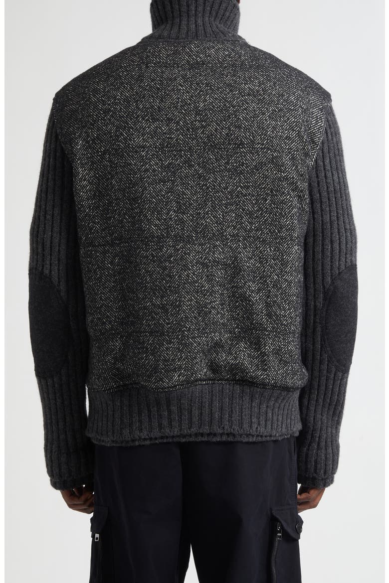 Herringbone Mixed Media Jacket, Alternate, color, N0352 GRIGIO FUMO