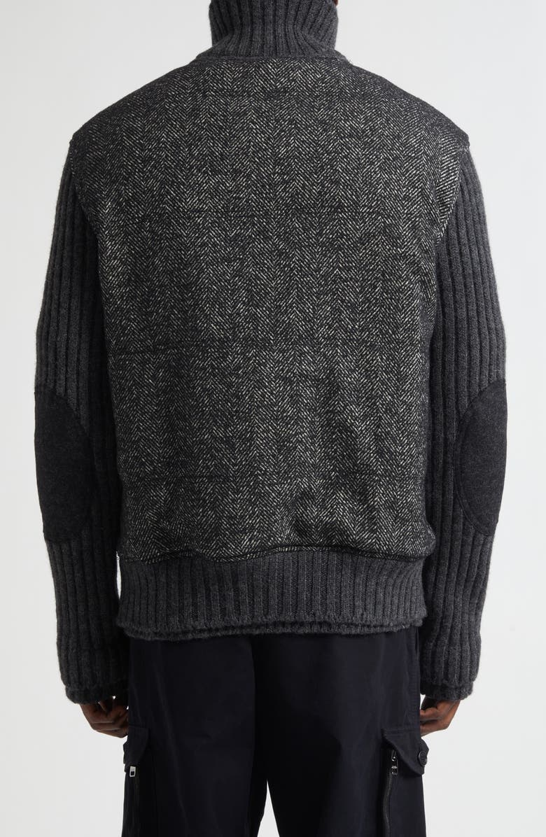 Dolce&Gabbana Herringbone Mixed Media Jacket, Alternate, color, N0352 Grigio Fumo