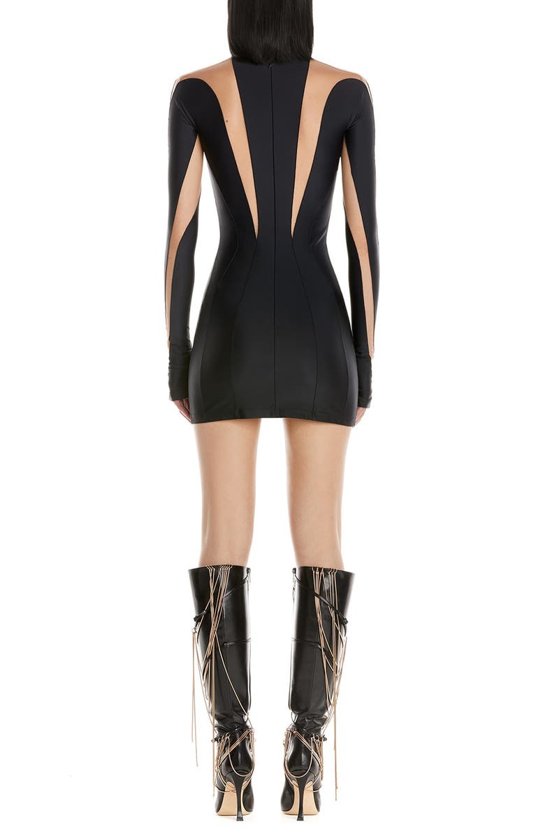MUGLER Illusion Long Sleeve Minidress, Alternate, color,