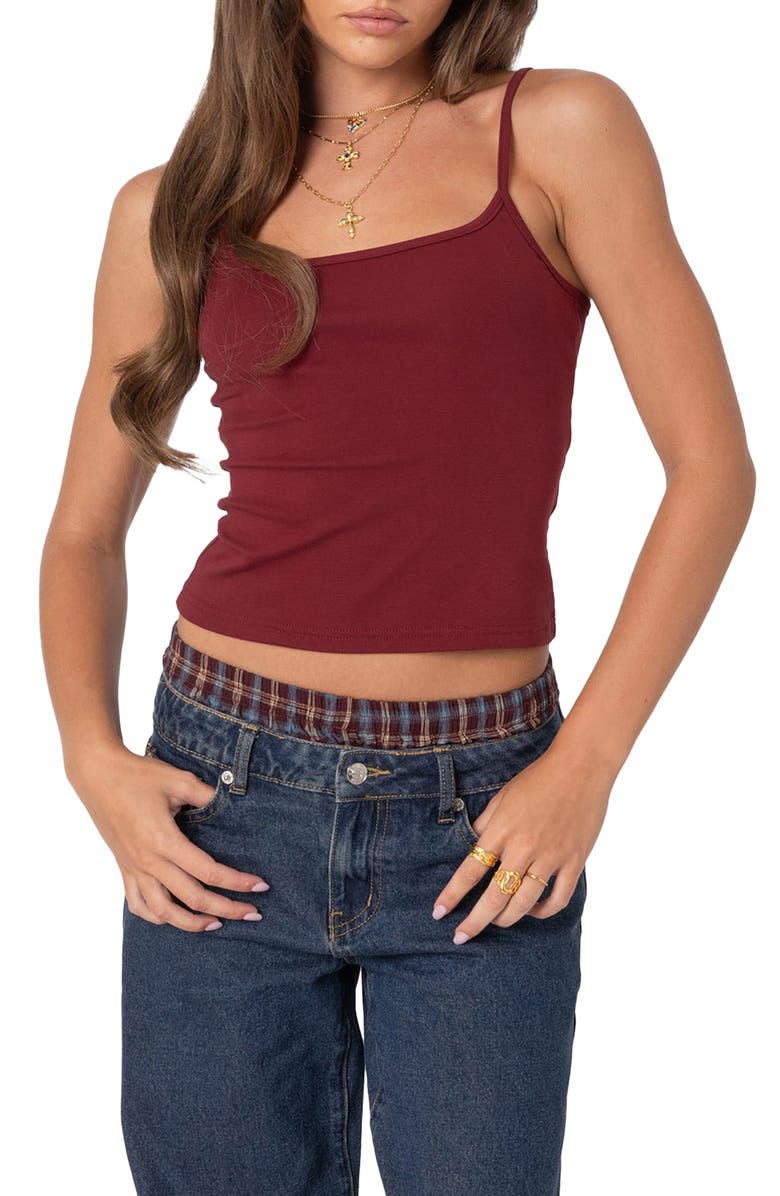 EDIKTED Deanna Crop Camisole, Main, color, Burgundy