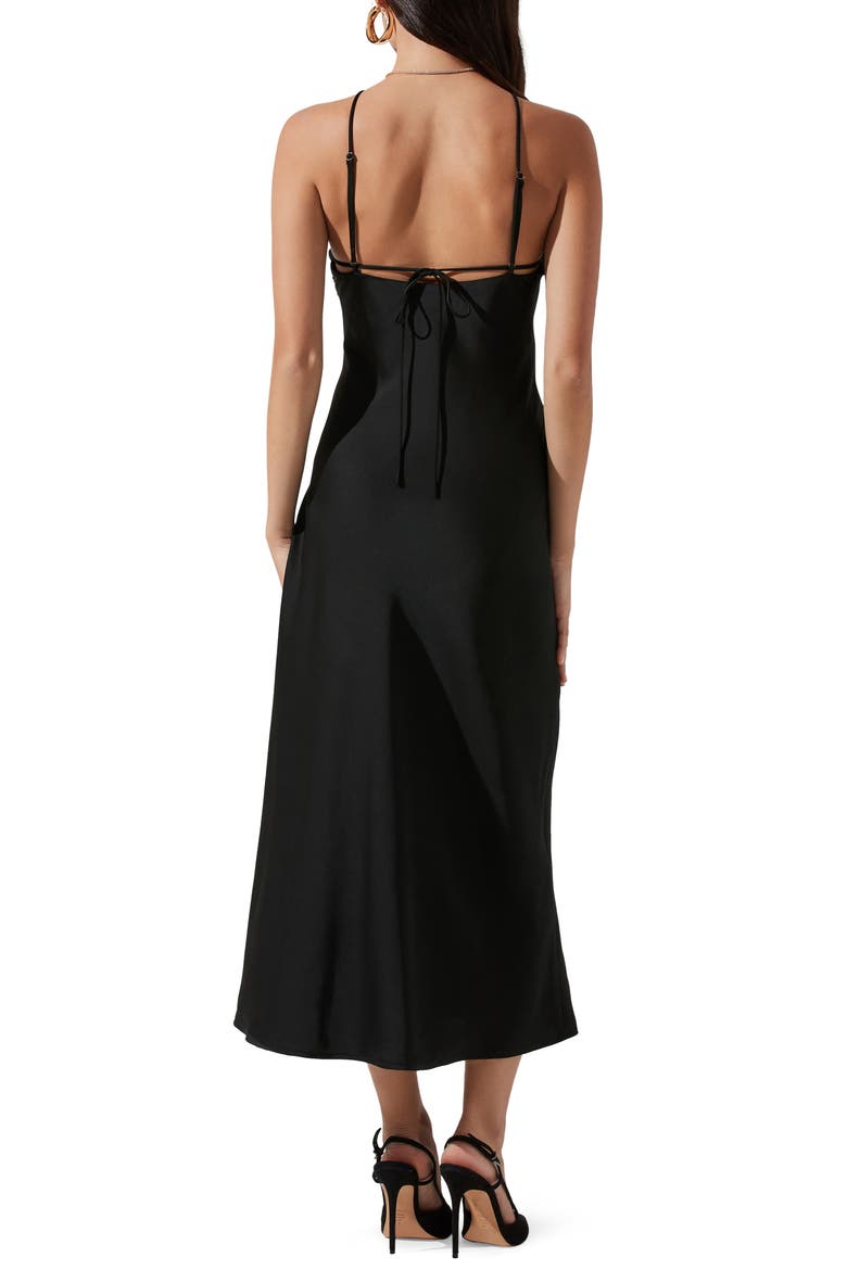 Halter Neck Satin Maxi Dress, Alternate, color, BLACK
