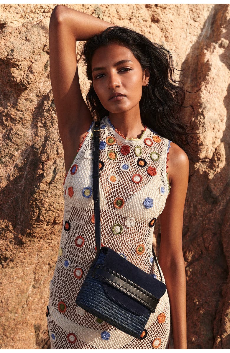 Cesta Collective Leather Flap Crossbody Basket Bag, Alternate, color, Midnight