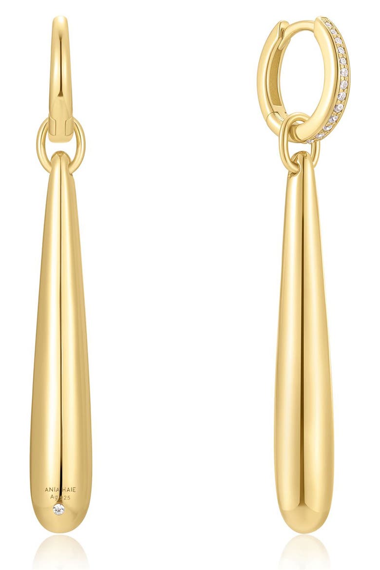 Elongated Droplet Earrings, Alternate, color, SHINY GOLD
