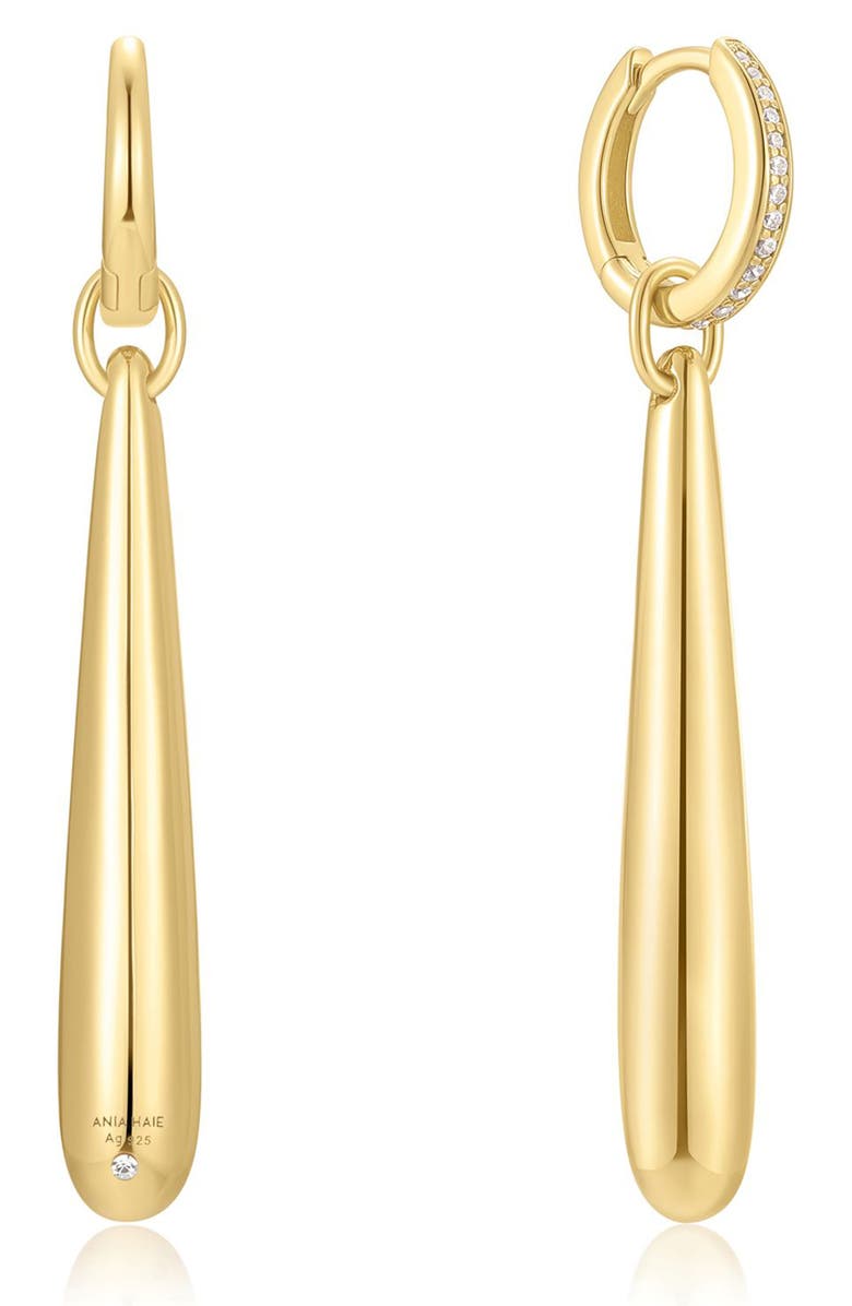 ANIA HAIE Elongated Droplet Earrings, Alternate, color, Shiny Gold