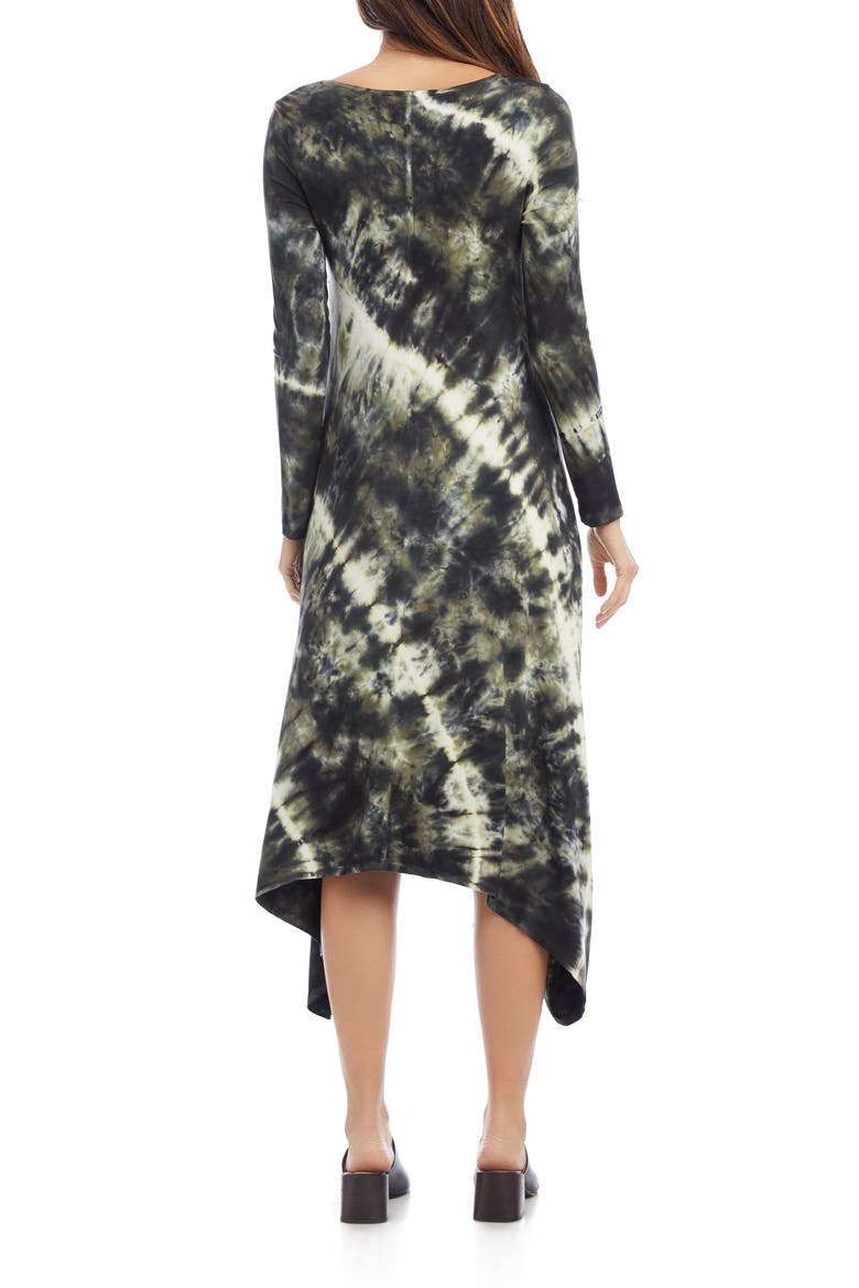 Tie Dye Long Sleeve Handkerchief Hem Dress, Alternate, color, TIE DYE