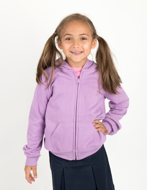 Leveret Kids Zip-up Sweatshirt Hoodie, Cotton Blend, Solid Colors In Purple