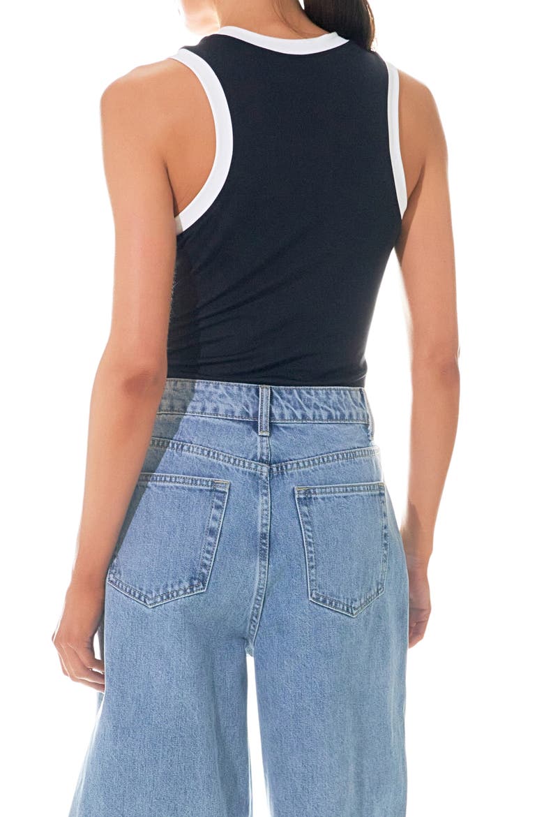 Colorblock Bodysuit, Alternate, color, BLACK/ OFF WHITE