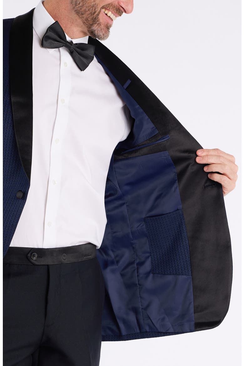 Box Check Jacquard Evening Jacket, Alternate, color, NAVY