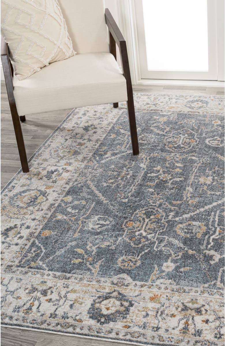 JONATHAN Y Brandy Rustic Border Low-Pile Machine-Washable Area Rug, Alternate, color, Dark Gray/Cream