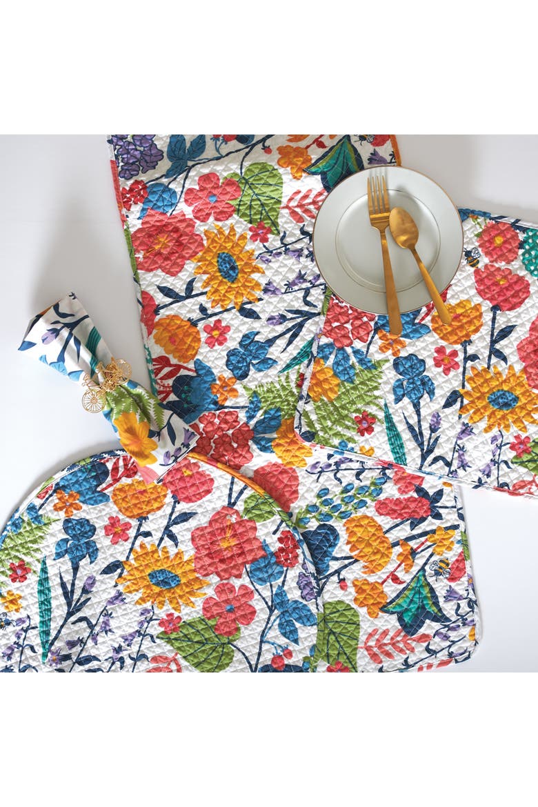 Quinn Cotton Floral Napkin Set of 4, Alternate, color, Blue