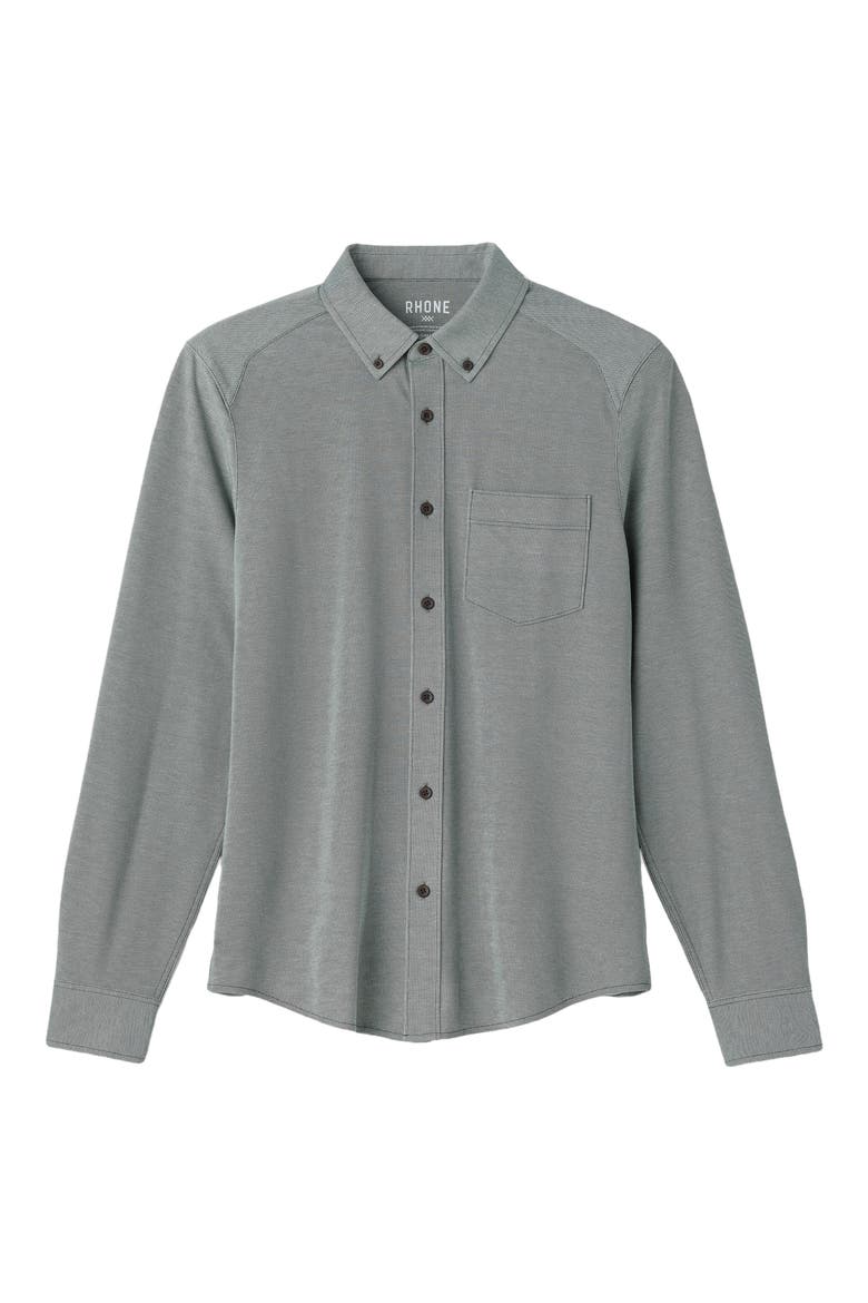 Effortless Oxford Performance Button-Down Shirt, Alternate, color, OLIVE SHADOW HEATHER