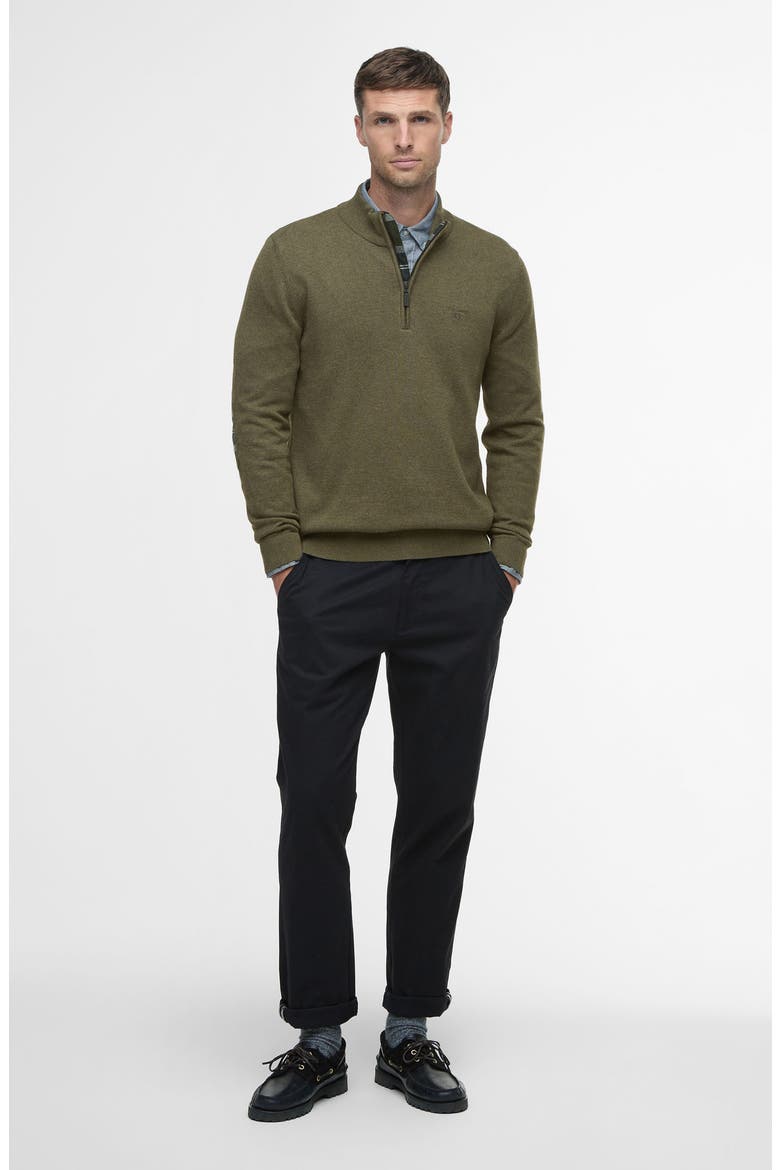 Avoch Mock Neck Cotton Half Zip Sweater, Alternate, color, OLIVE MARL