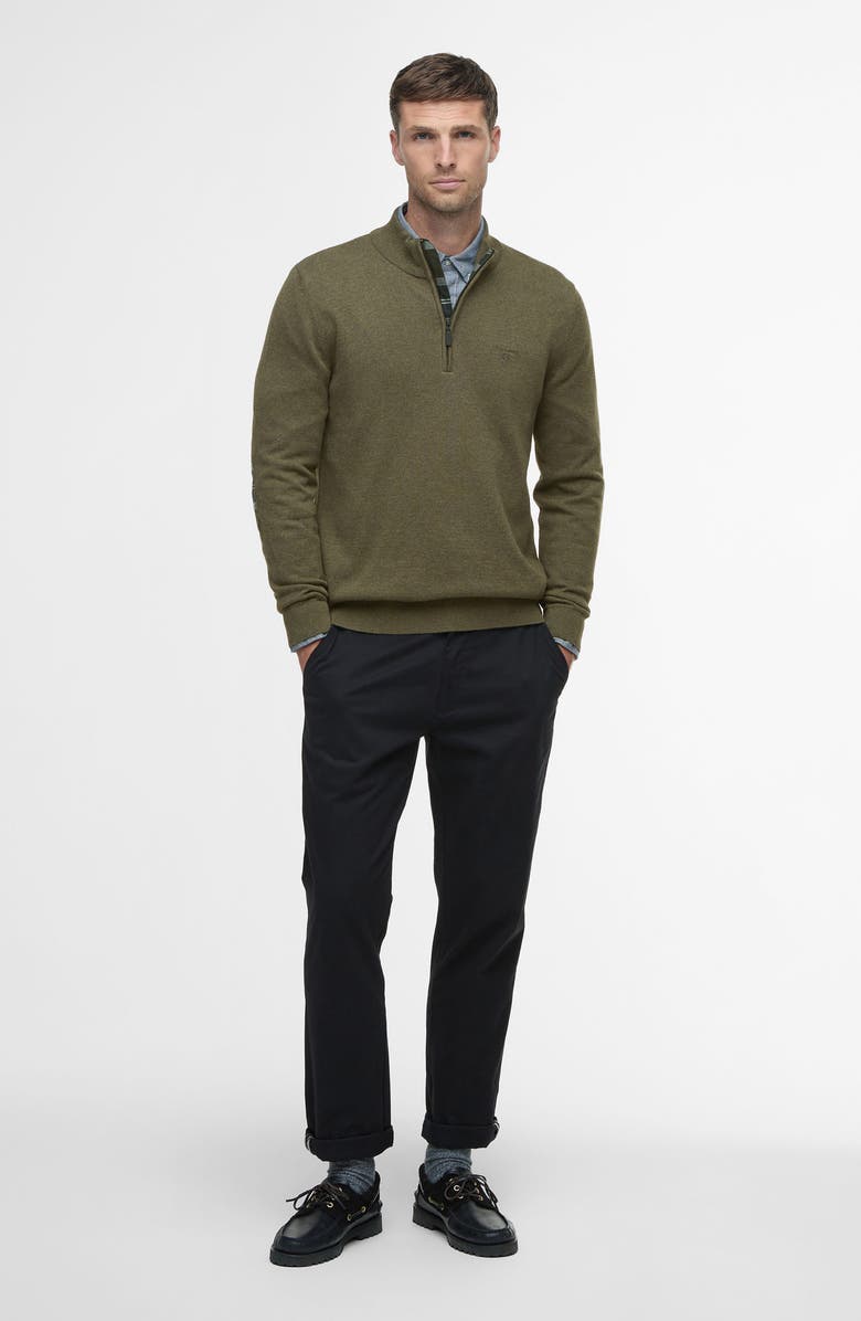 Barbour Avoch Mock Neck Cotton Half Zip Sweater, Alternate, color, Olive Marl
