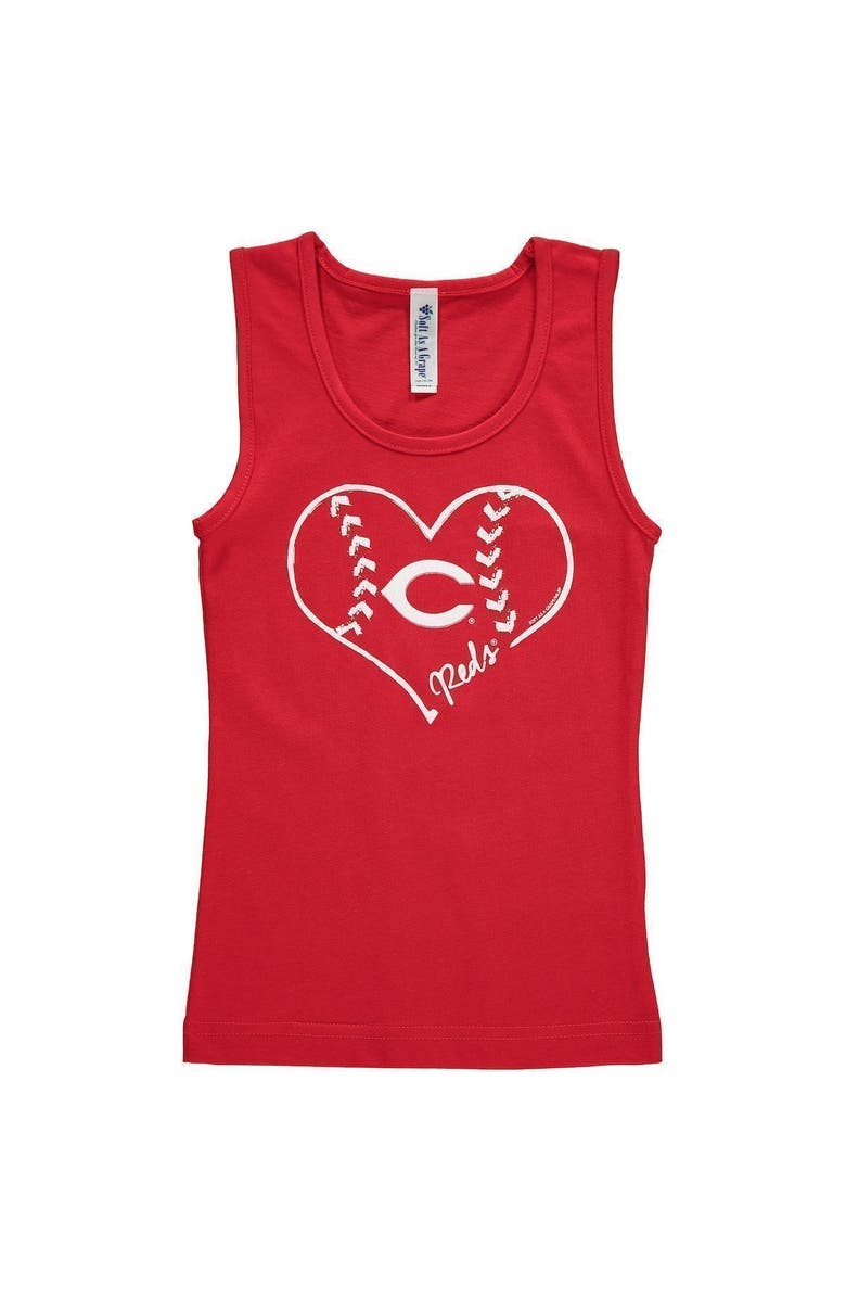 SOFT AS A GRAPE Girls Youth Soft as a Grape Red Cincinnati Reds Cotton Tank Top, Main, color, Red