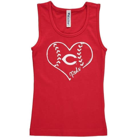 Girls Youth Soft as a Grape Red Cincinnati Reds Cotton Tank Top