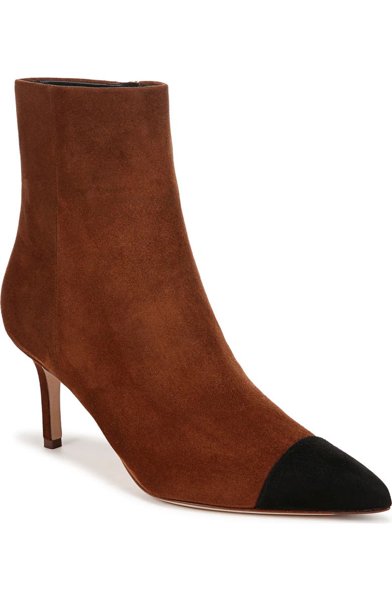 Veronica Beard Lisa Pointed Cap Toe Bootie, Main, color, Cedar/Black