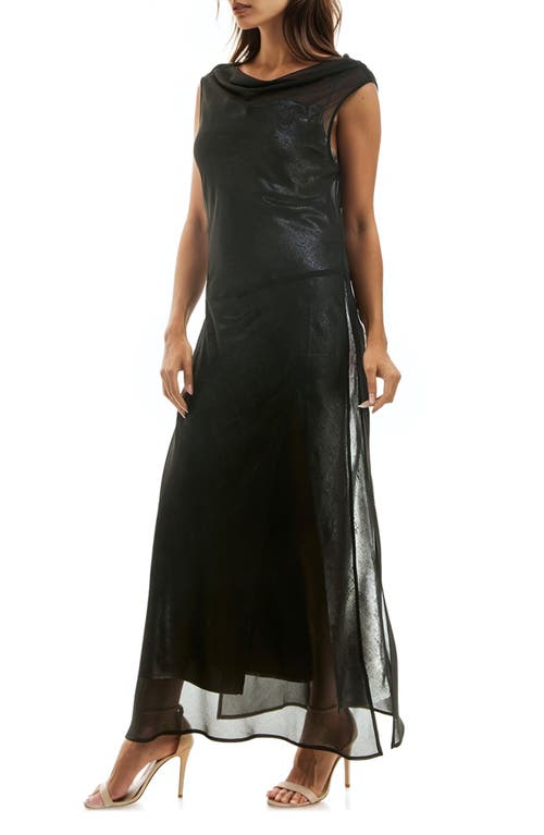 Socialite Semisheer Metallic Cocktail Dress In Black/silver