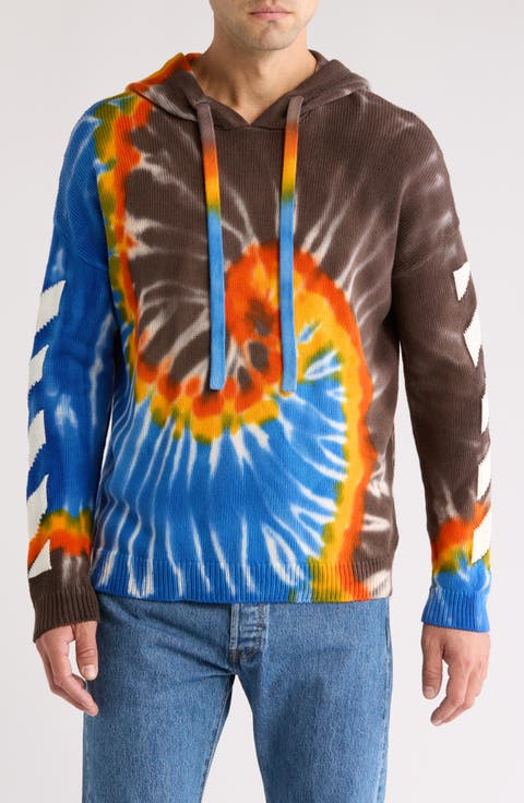 Diagonal Tie Dye Knit Hoodie