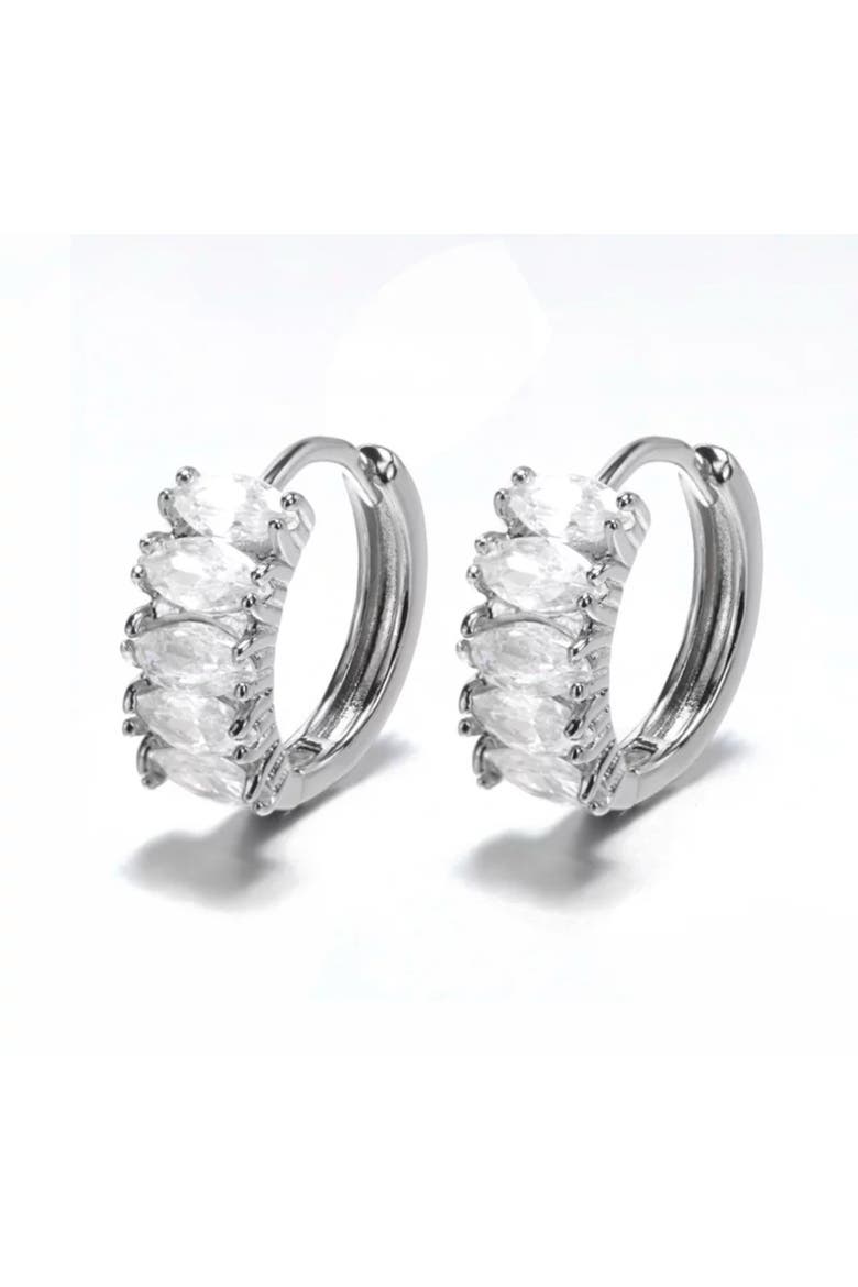 Baguette Hoops, Main, color, Silver