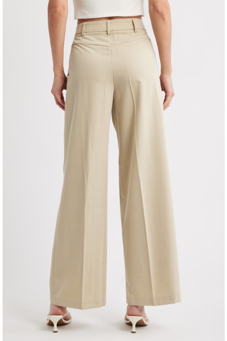 Pleated High Waist Wide Leg Trousers, Alternate, color, BEIGE