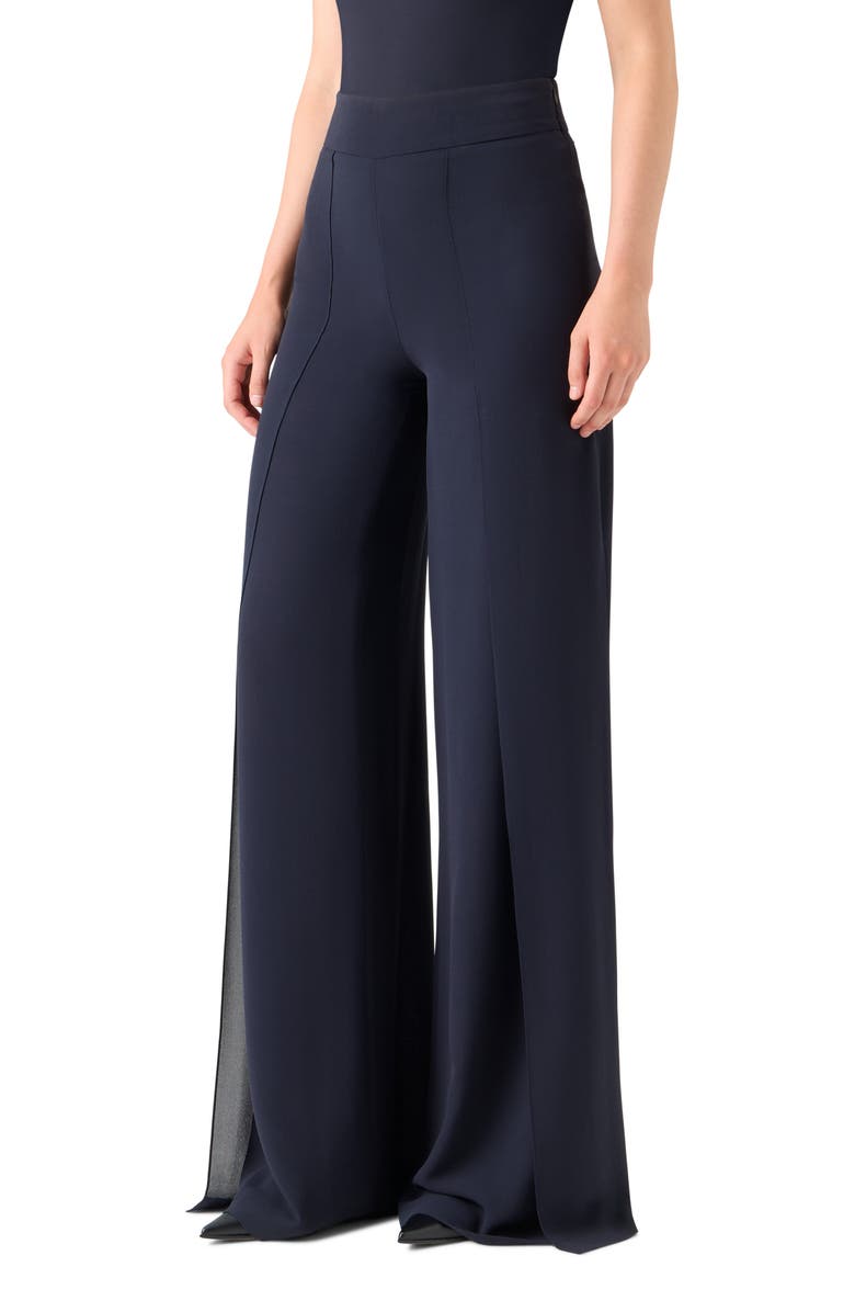 Akris Fellia Slit Wide Leg Pants, Alternate, color, Navy
