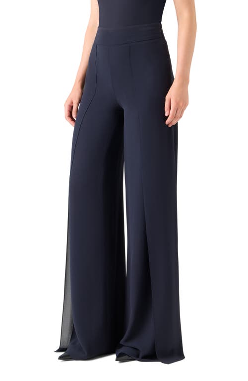 Akris Fellia Slit Wide Leg Pants In Blue