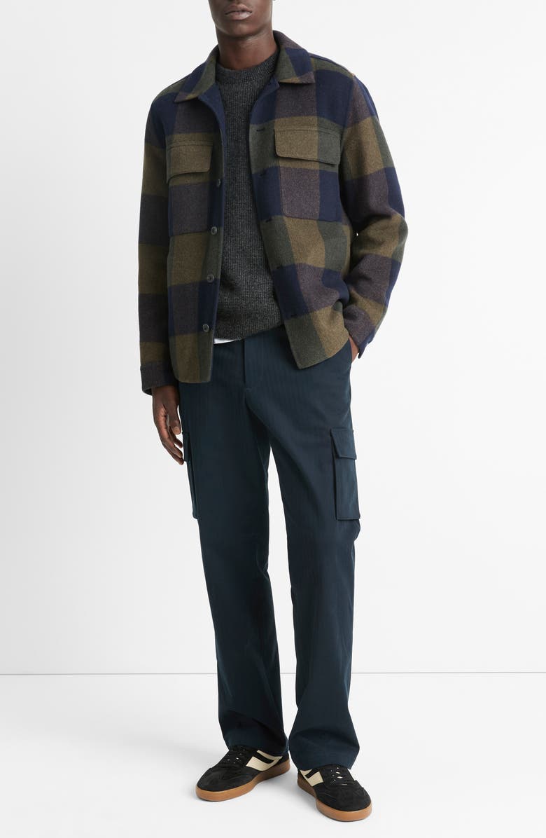 Vince Plaid Wool Blend Button-Up Shirt Jacket, Alternate, color, Ultramarine/Night Moss