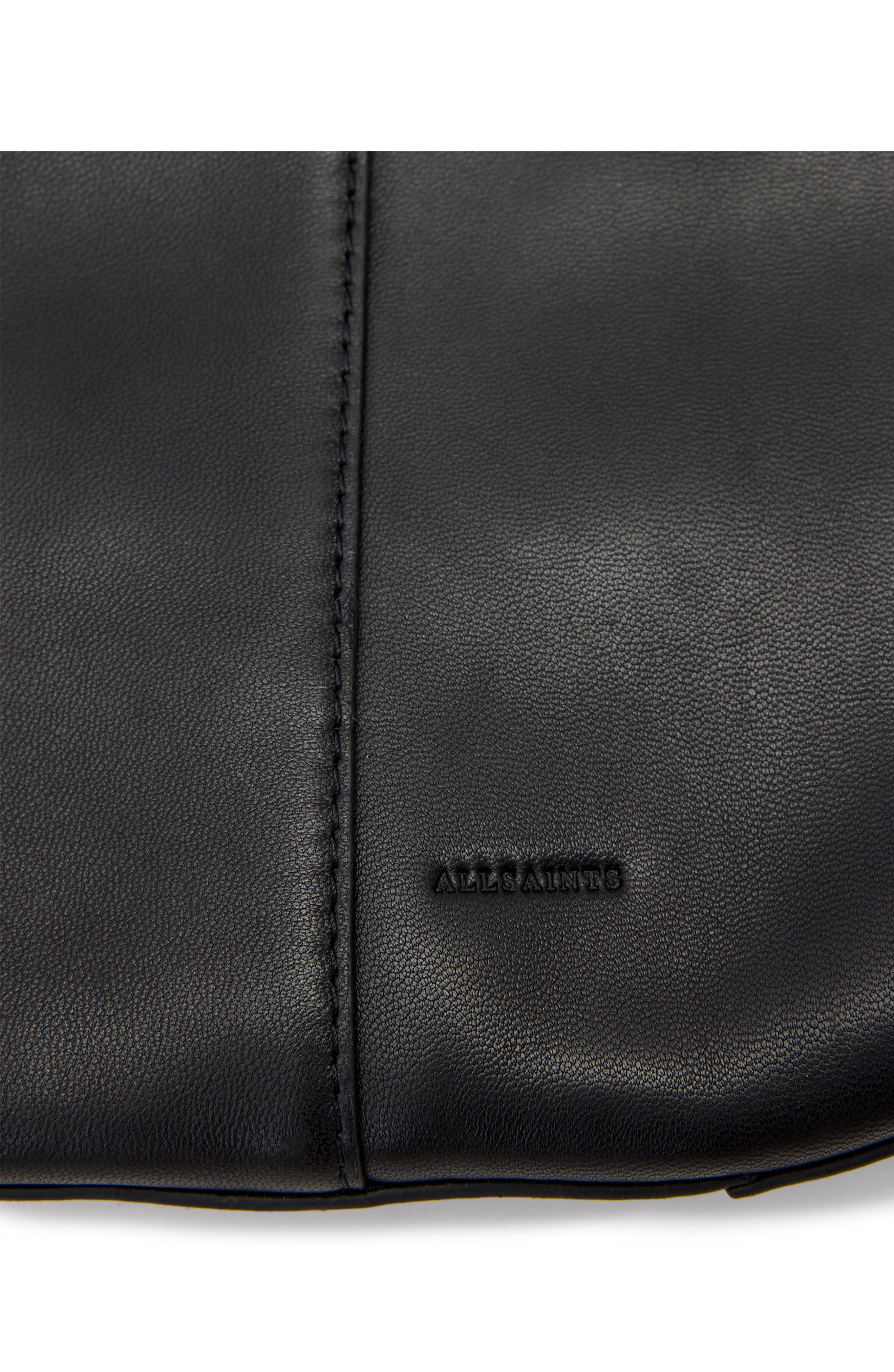 AllSaints Luna Leather Shoulder Bag, Alternate, color, Black