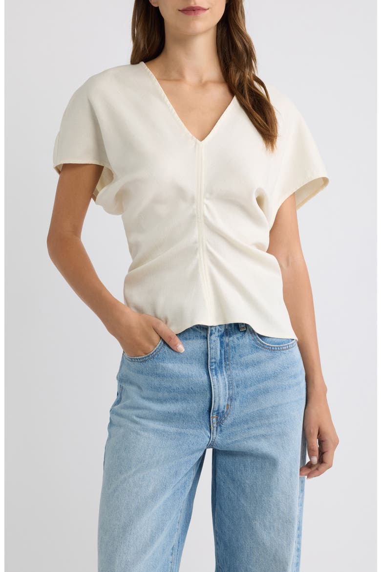 Ginie Ruched Cap Sleeve Top, Main, color, CREAM