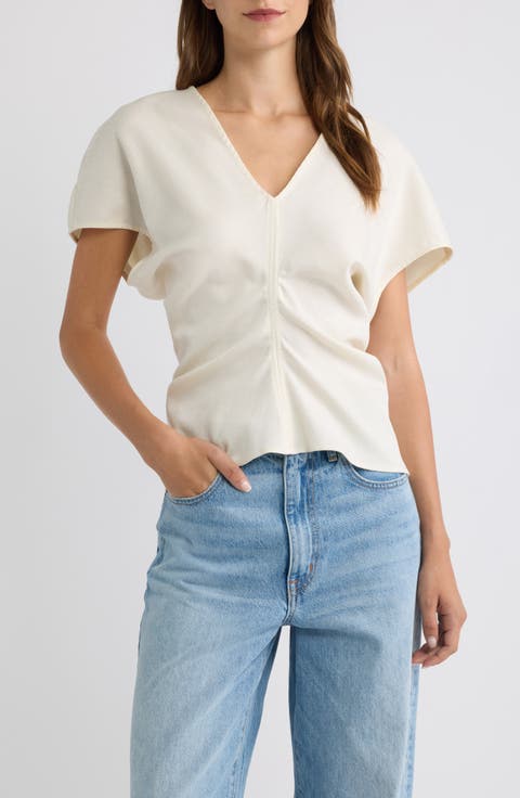 Ginie Ruched Cap Sleeve Top
