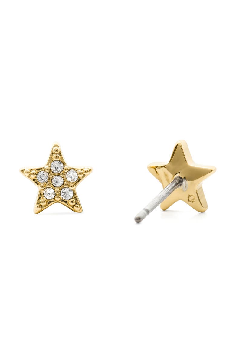 Kate Spade New York pavé mini star stud earrings, Alternate, color, Clear/ Gold