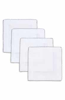Tina Chen Designs Picot Edge Set of 4 Linen Cocktail Napkins